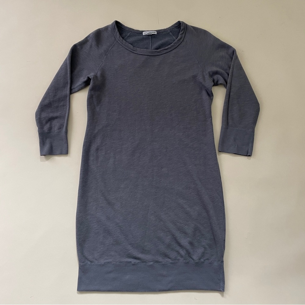 James Perse Dress Womens Small Raglan Sweatshirt Dress Gray French Terry Supima